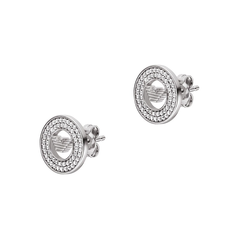 Emporio Armani Sterling Silver Crystal Circle Stud Earrings