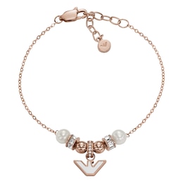 Emporio Armani Rose Gold Plated Silver Faux Pearl & Crystal Bracelet