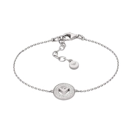 Emporio Armani Sterling Silver Crystal Circle Pendant Necklace
