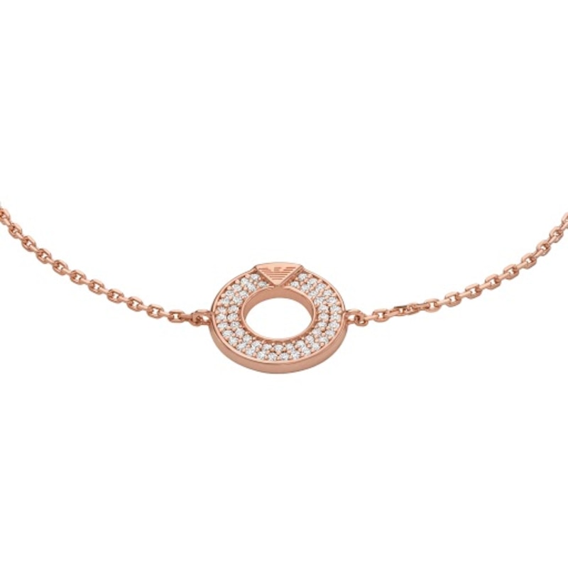 Emporio Armani Rose Gold Plated Silver Crystal Circle Chain Bracelet