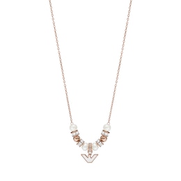 Emporio Armani Rose Gold Plated Silver Pearl & Crystal Necklace