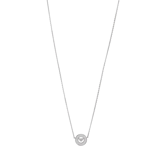 Emporio Armani Sterling Silver Crystal Circle Pendant Necklace