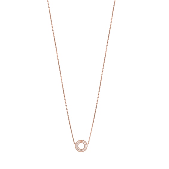 Emporio Armani Rose Gold Plated Silver Crystal Circle Pendan