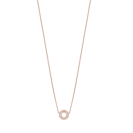 Emporio Armani Rose Gold Plated Silver Crystal Circle Pendant Necklace