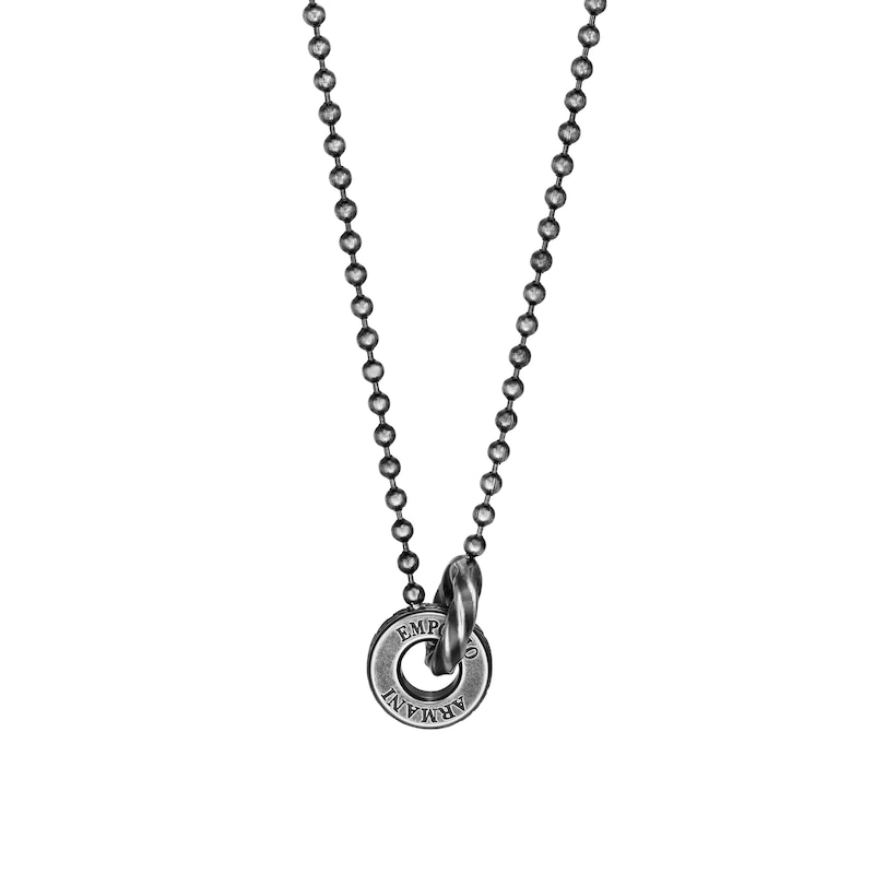 Emporio Armani Men's Stainless Steel Dual Ring Bead Chain Pendant