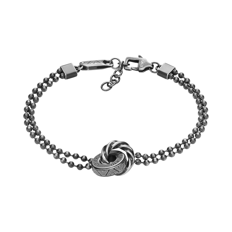 Emporio Armani Men's Stainless Steel Dual Ring Bead Chain Bracelet ...