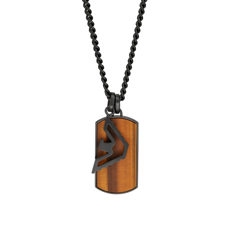 Emporio Armani Men's Black Stainless Steel Wood Dog Tag Necklace