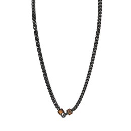 Emporio Armani Padlock Design & Black Stainless Steel Chain Necklace