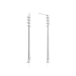 Sterling Silver Multi Snake Chain Tassel Drop Earrings