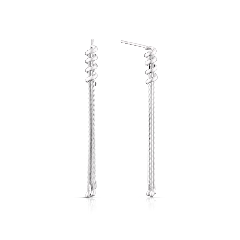 Sterling Silver Multi Snake Chain Tassel Drop Earrings