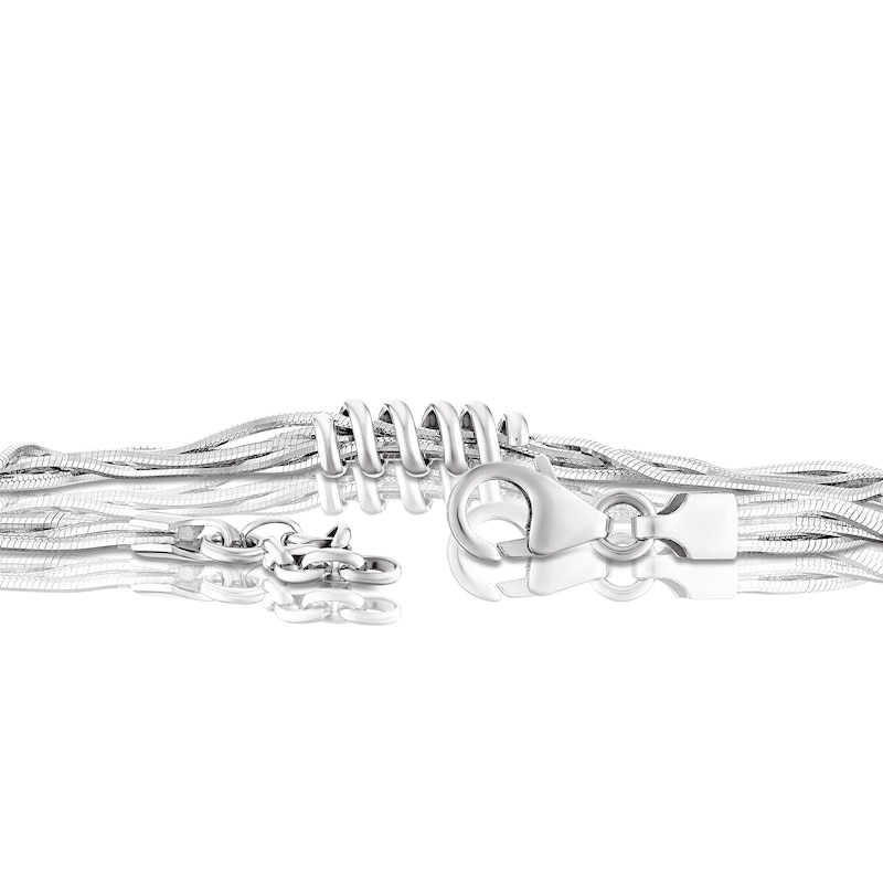 Sterling Silver Multi Snake Chain Tassel Bracelet
