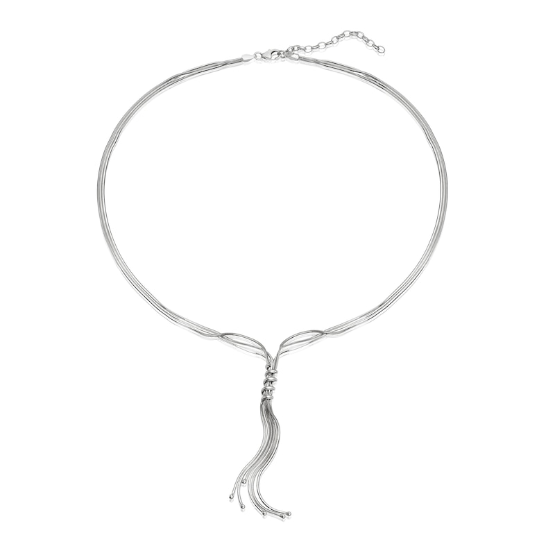 Sterling Silver Multi Snake Chain Tassel Necklace | Ernest Jones