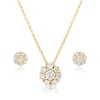 Thumbnail Image 0 of 9ct Yellow Gold Cubic Zirconia Flower Cluster Earrings & Pendant Set