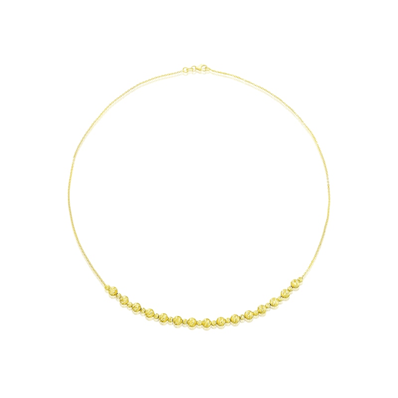 Main Image 2 of 9ct Yellow Gold Diamond Cut Bead Station Necklace