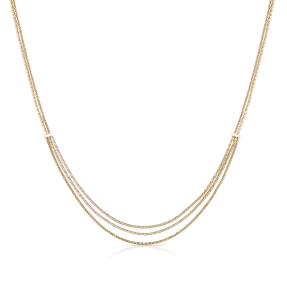 9ct Yellow Gold Multi Row Popcorn Chain Necklace