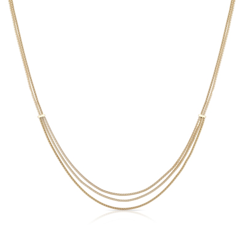 9ct Yellow Gold Multi Row Popcorn Chain Necklace