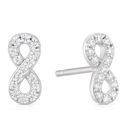 Sterling Silver Cubic Zirconia Eternity Symbol Stud Earrings