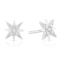 Sterling Silver Cubic Zirconia Northern Star Stud Earrings