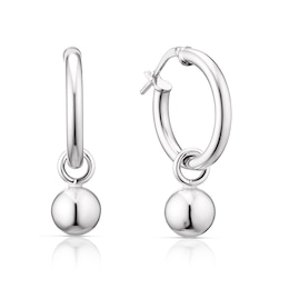 Sterling Silver Ball Drop Hoop Earrings