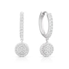 Thumbnail Image 1 of Sterling Silver Pave Cubic Zirconia Disc Hoop Drop Earrings