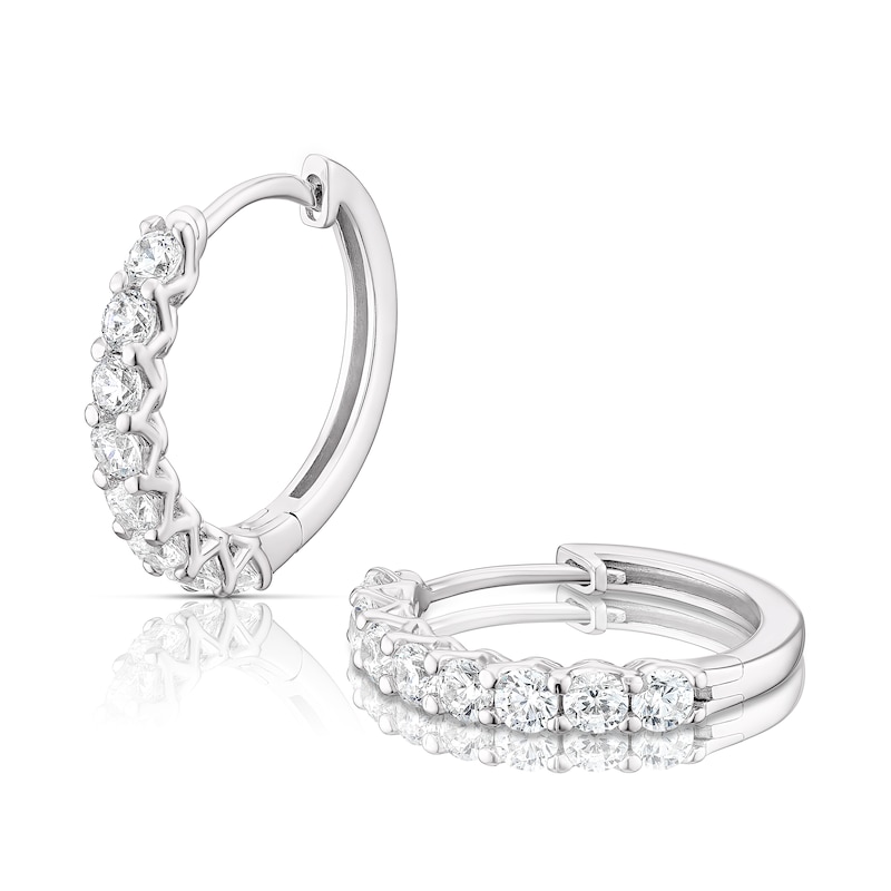 Sterling Silver Cubic Zirconia Claw Set 15mm Hoop Earrings