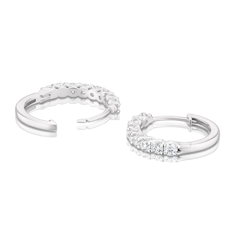 Sterling Silver Cubic Zirconia Claw Set 15mm Hoop Earrings