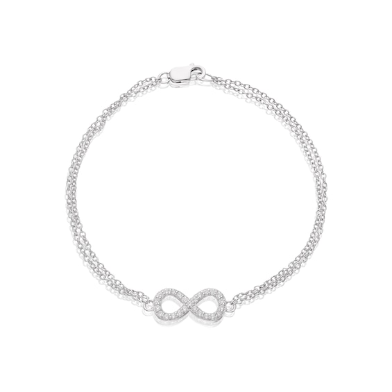 Sterling Silver 7 Cubic Zirconia Eternity Symbol Bracelet