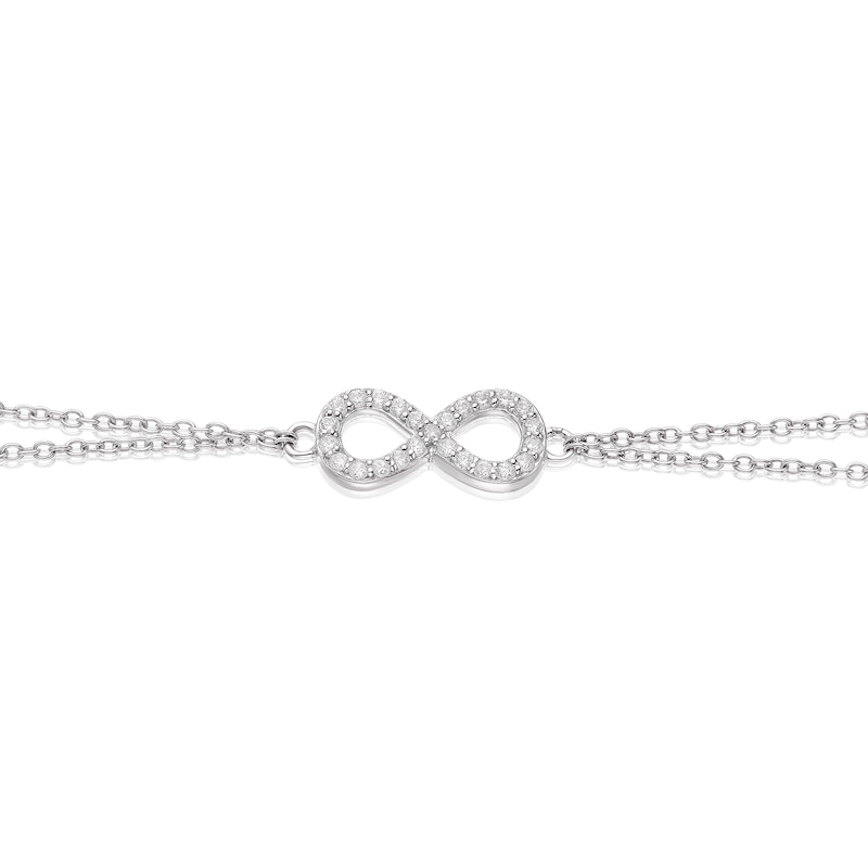 Sterling Silver 7 Inch Cubic Zirconia Eternity Symbol Bracelet