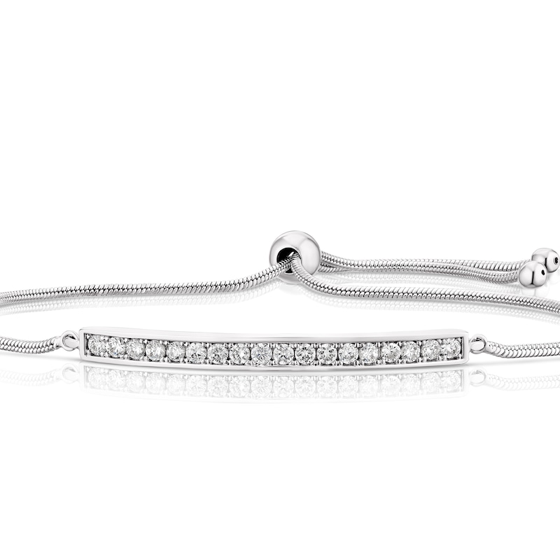 Main Image 2 of Sterling Silver 11" Cubic Zirconia Bar Adjustable Bracelet