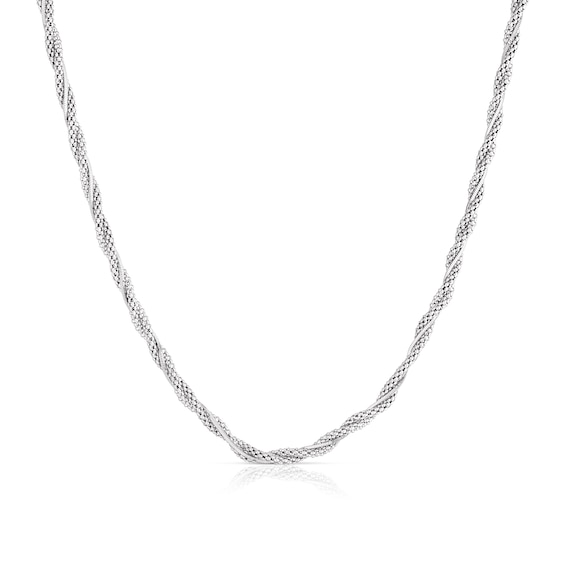 Sterling Silver Popcorn & Snake Twist Chain Necklace