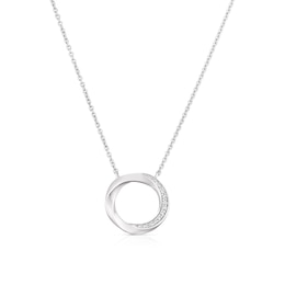 Sterling Silver Cubic Zirconia Twist Circle Necklace