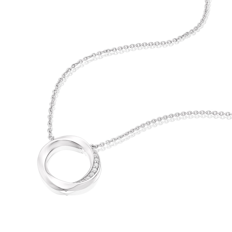Main Image 2 of Sterling Silver Cubic Zirconia Twist Circle Necklace