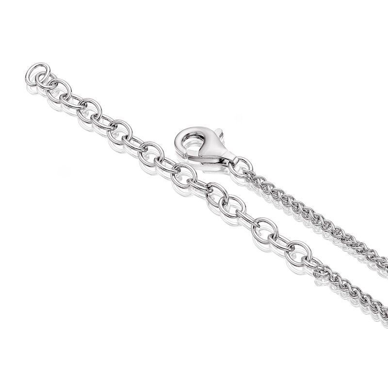 Sterling Silver Texture & Polish Interlinked Circle Pendant Necklace