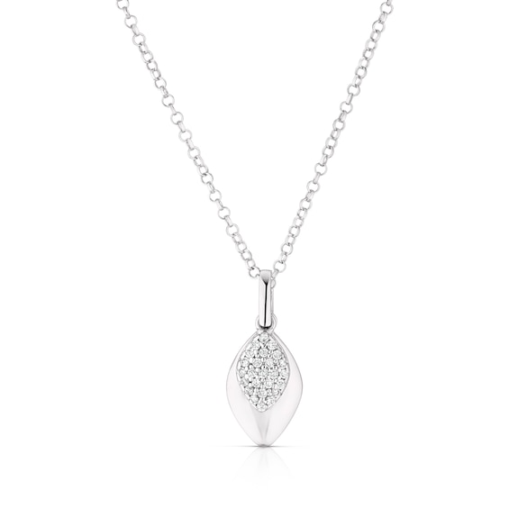 Sterling Silver Polished Organic Shape & Cubic Zirconia Double Pendant Necklace