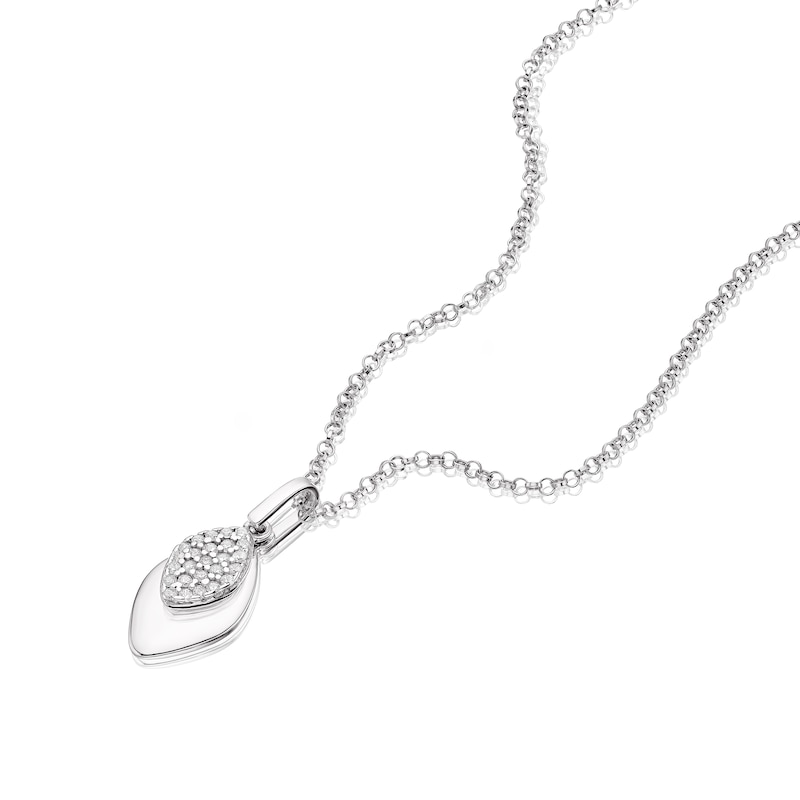 Sterling Silver Polished Organic Shape & Cubic Zirconia Double Pendant Necklace