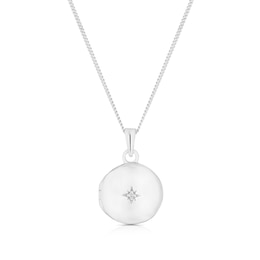 Sterling Silver Cubic Zirconia Northern Star Locket Necklace