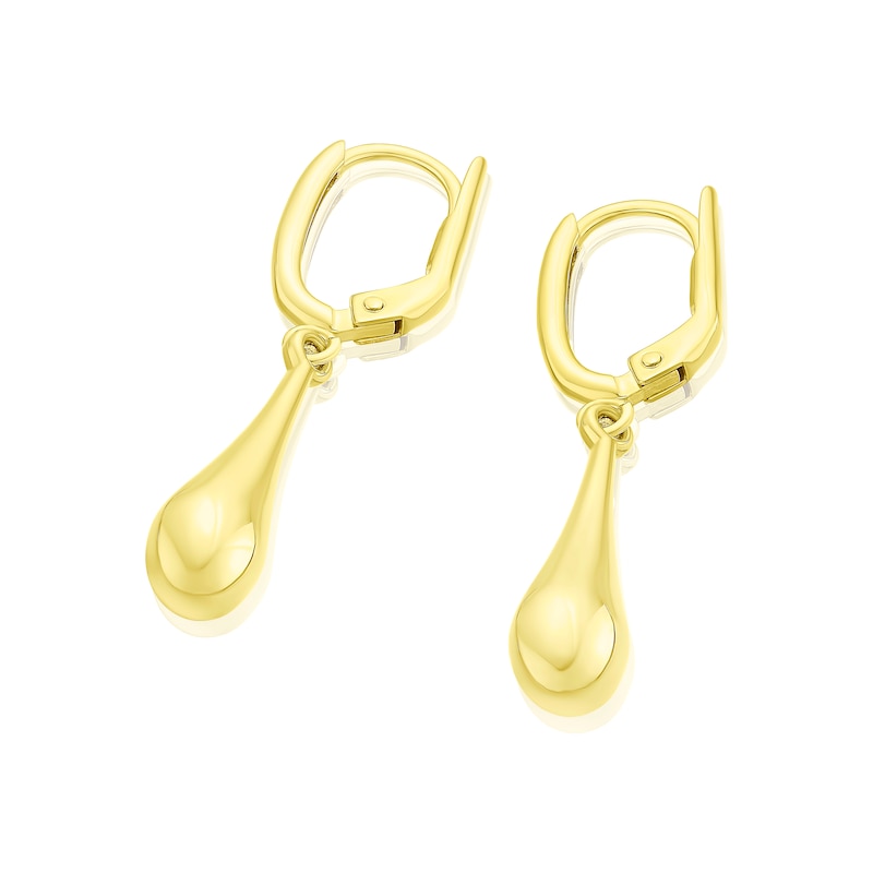 9ct Yellow Gold Droplet Drop Hoop Earring