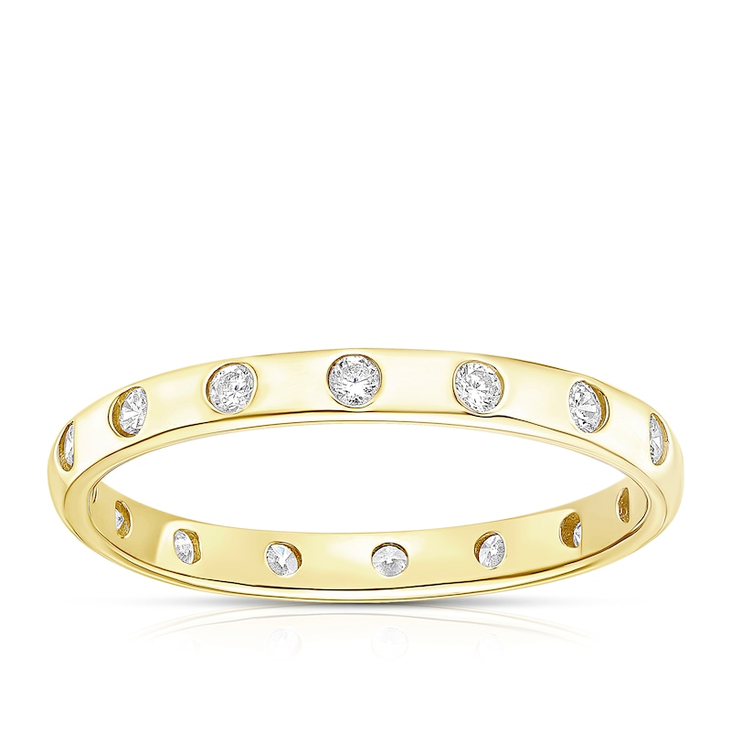 9ct Yellow Gold Flush Set Cubic Zirconia Full Eternity Ring