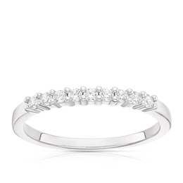 9ct White Gold Cubic Zirconia Claw Set Eternity Ring