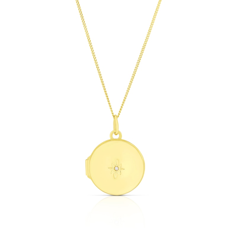 9ct Yellow Gold Round Diamond Star Locket Necklace