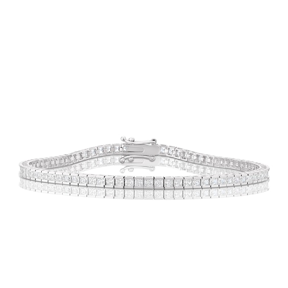 9ct White Gold Princess Cut Cubic Zirconia Tennis Bracelet