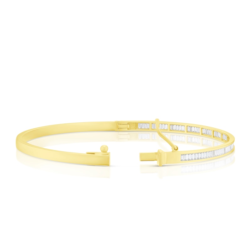 9ct Yellow Gold Baguette Cubic Zirconia Bangle