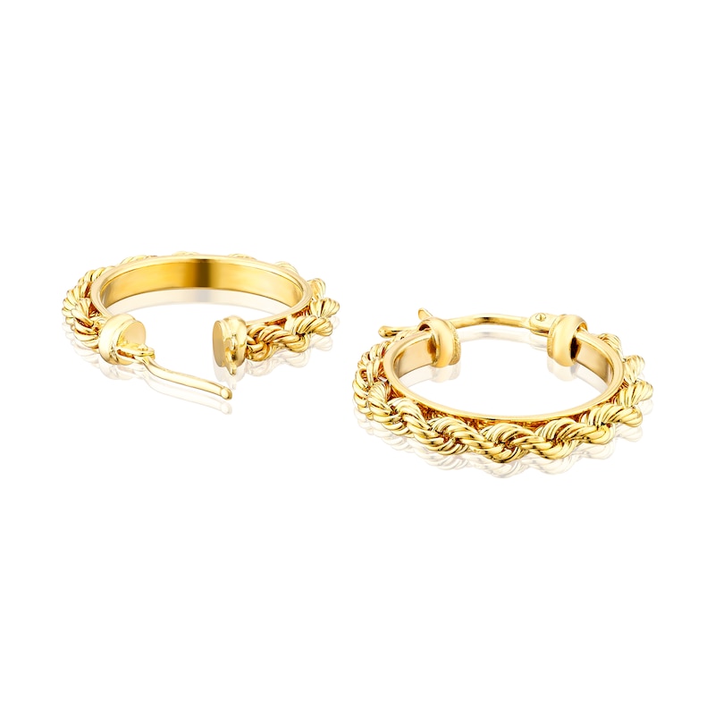 9ct Yellow Gold Rope Hoop Earrings