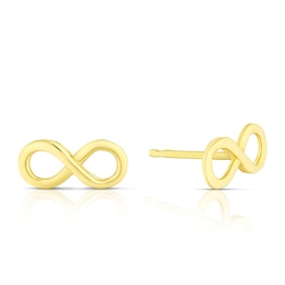 9ct Yellow Gold Eternity Symbol Stud Earrings