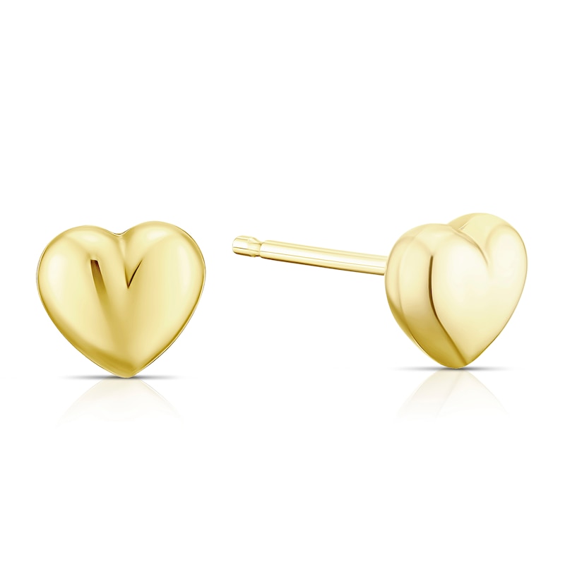 9ct Yellow Gold Heart Stud Earrings