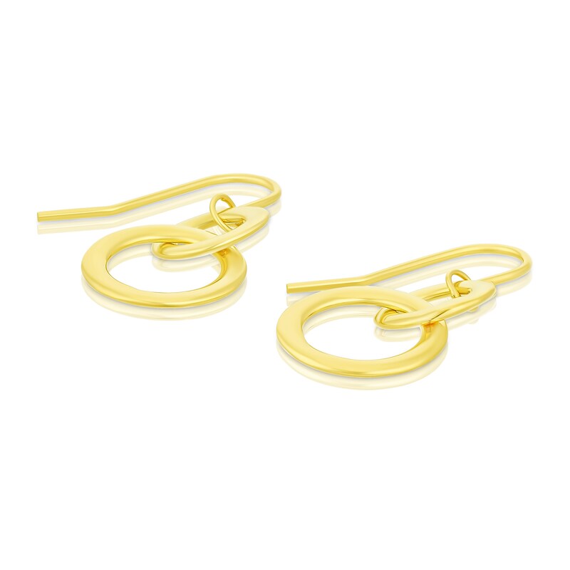 9ct Yellow Gold Double Circle Drop Earrings