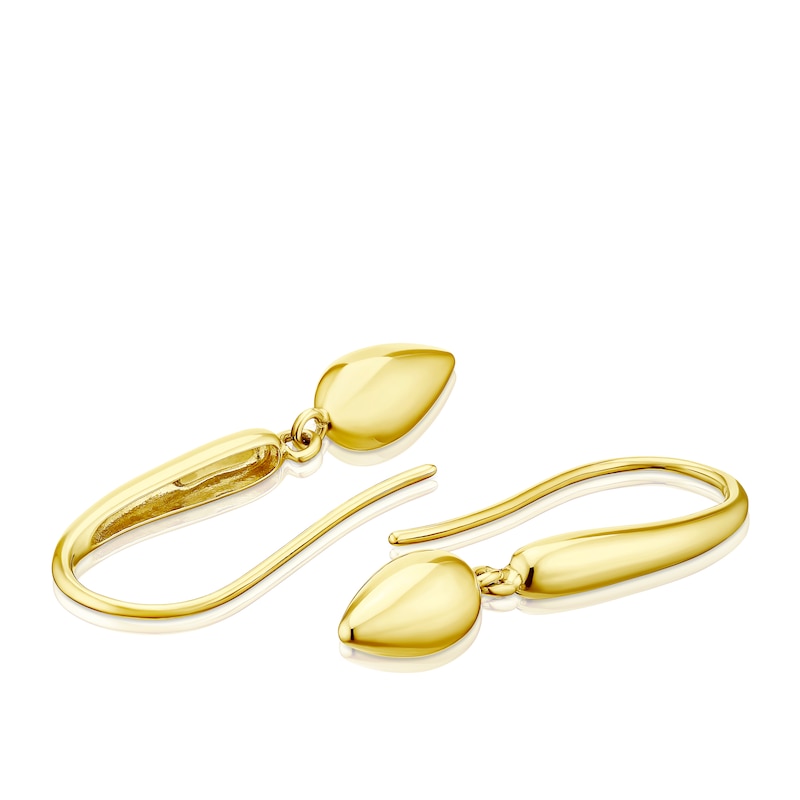 9ct Yellow Gold Polish Teardrop Bead Drop Earrings