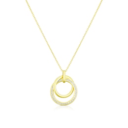 9ct Yellow Gold Cubic Zirconia Double Circle Pendant Necklace