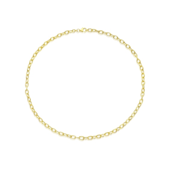 9ct Yellow Gold Polish & Texture Oval Link Chain Necklace