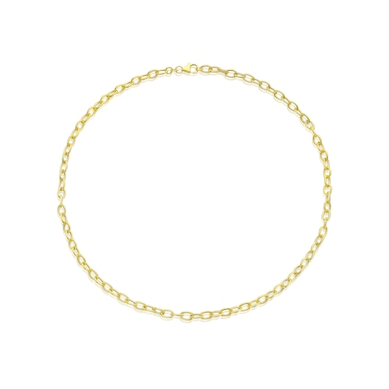 9ct Yellow Gold Polish and Texture Oval Link Chain Necklace